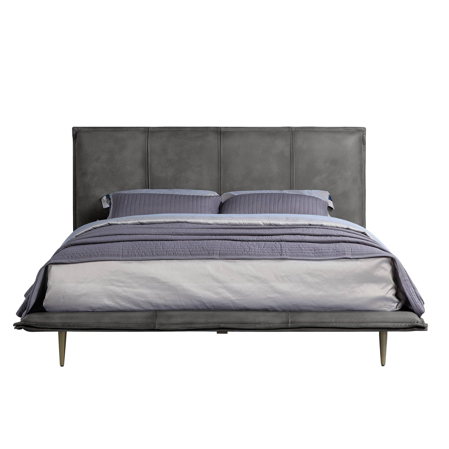 ACME Metis Eastern King Bed in Gray Top Grain Leather BD00558EK