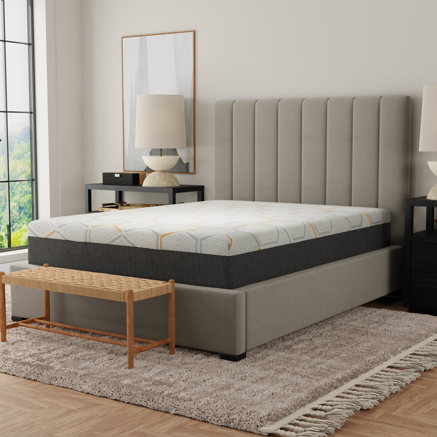 12' Copper Gel Cooling Memory Foam Mattress with Edge Support and Air Grid Base King