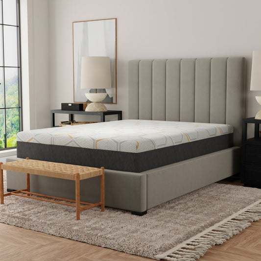 12' Copper Gel Cooling Memory Foam Mattress with Edge Support and Air Grid Base King Split Head