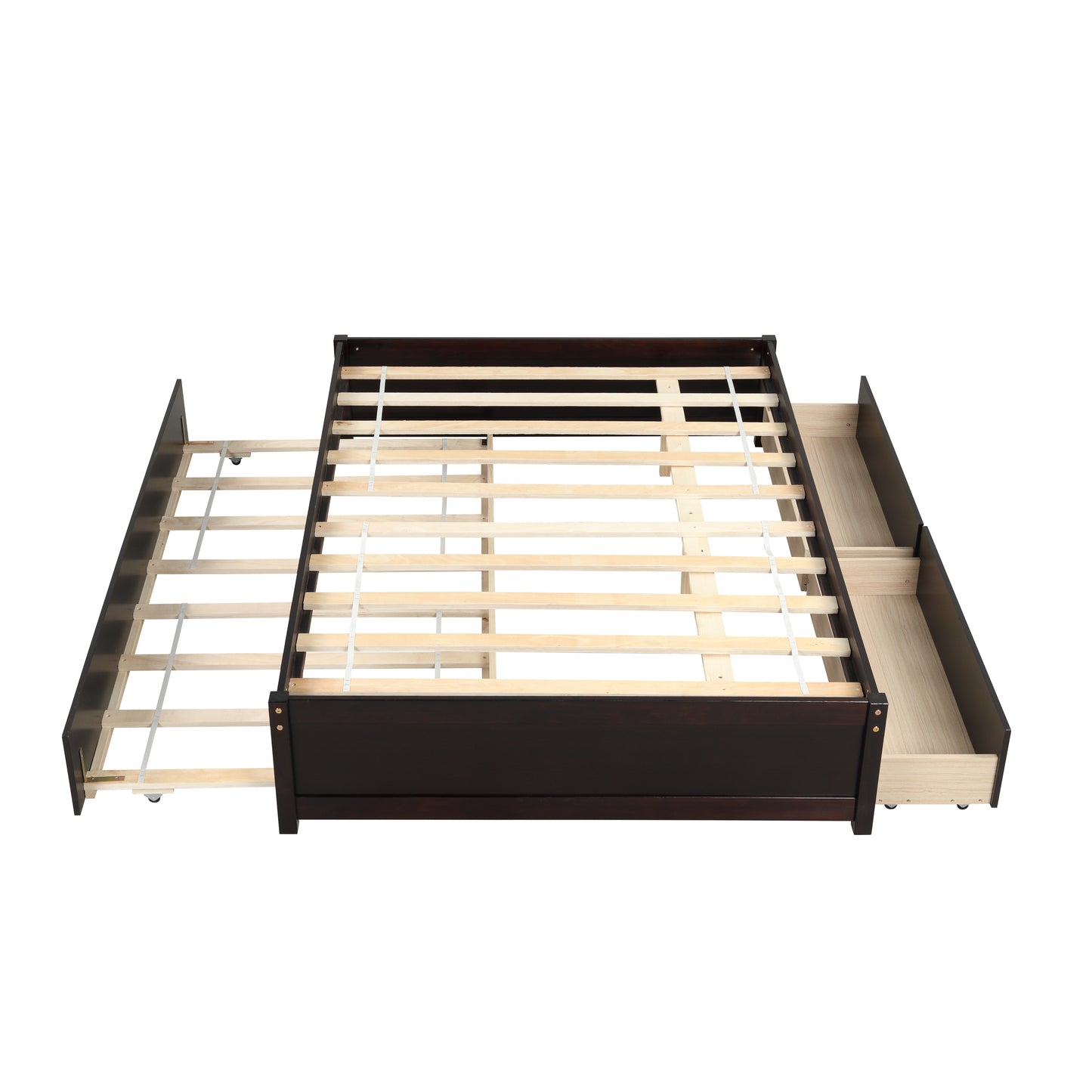 FULL BED WITH TWIN SIZE TRUNDLE AND TWO DRAWERS FOR ESPRESSO COLOR