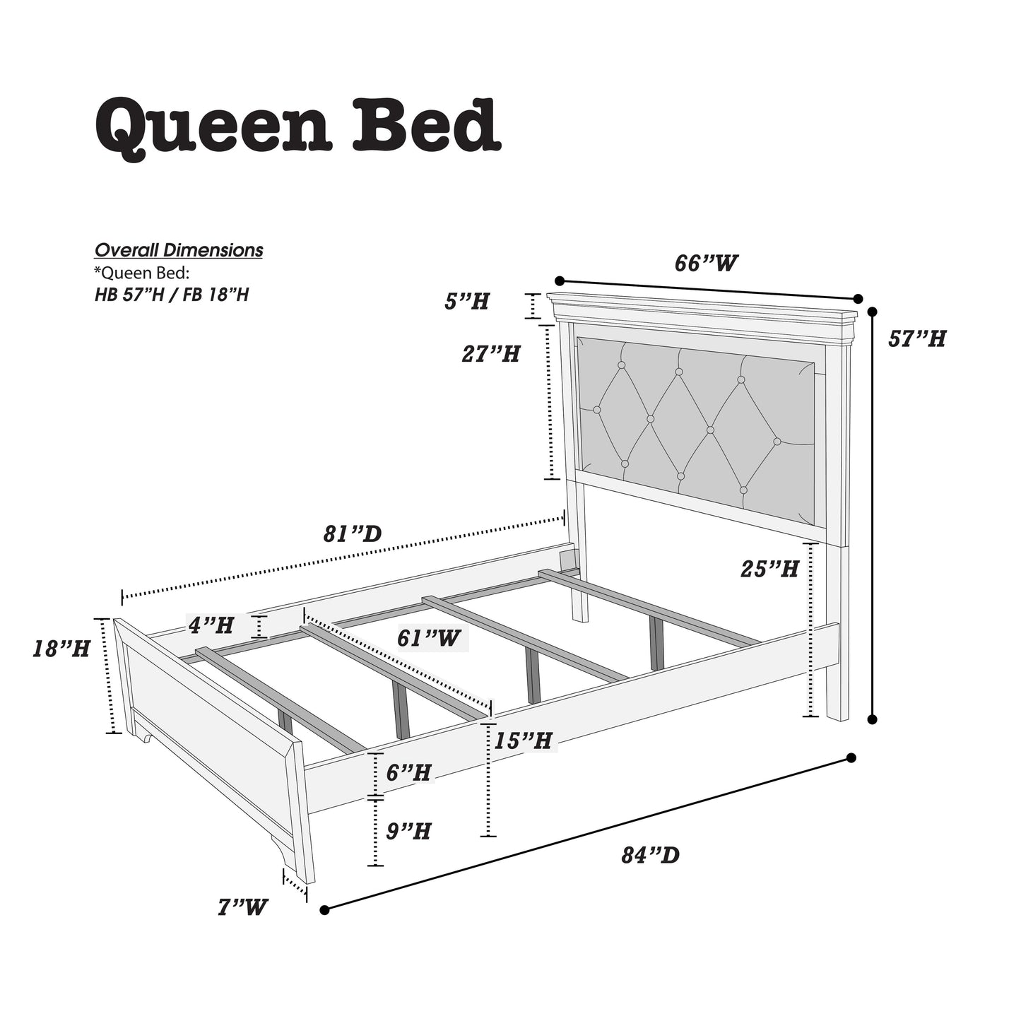 Dark Gray Faux Leather Tufted Headboard 1pc Queen Size Bed w LED Bedroom Furniture Gray Unique Texture FB Solid wood