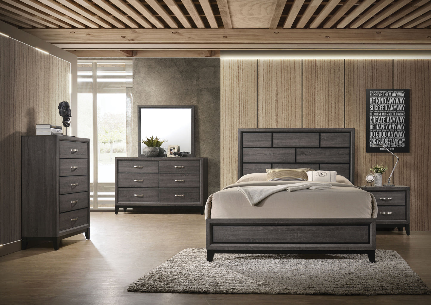 ACME Valdemar Queen Bed in Weathered Gray 27050Q