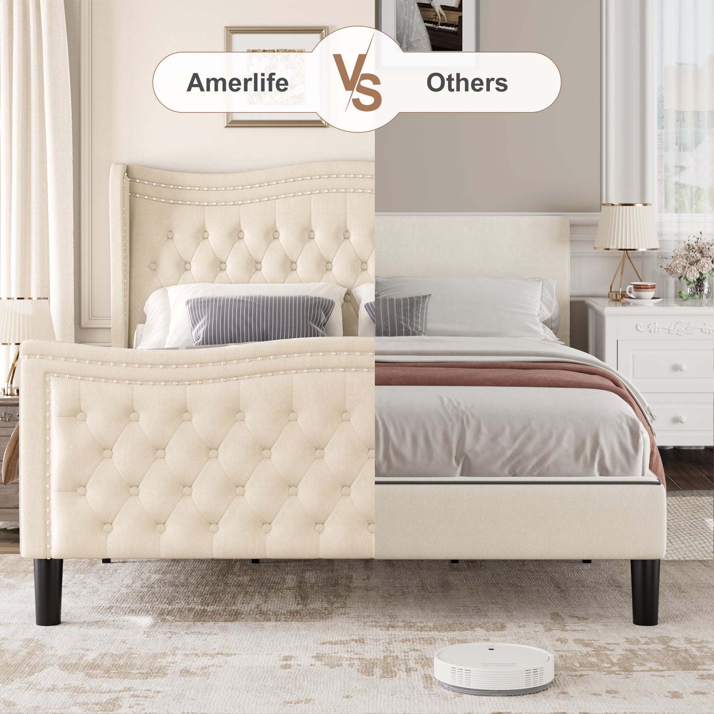 LIFT UP VELVET BEIGE  KING  SIZE BED