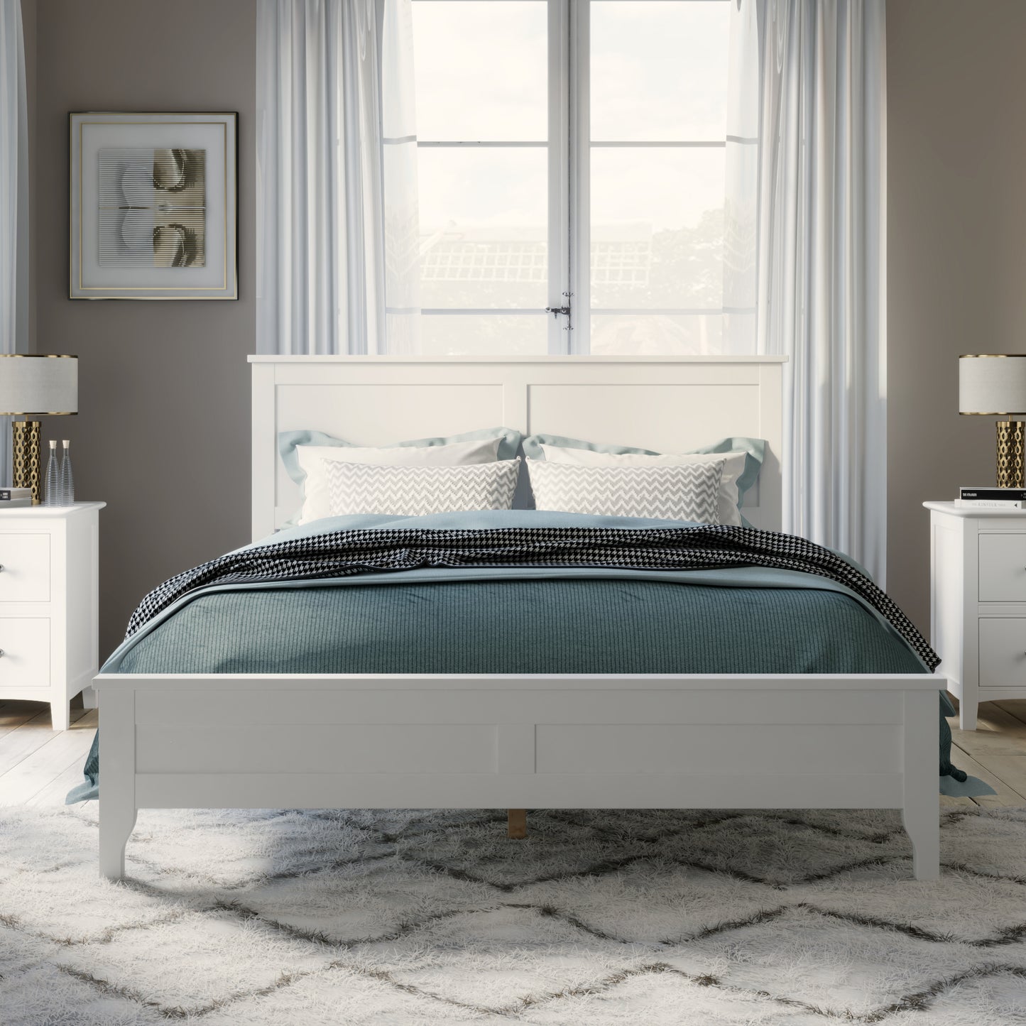 Modern White Solid Wood Full Platform Bed (old sku:WF283524AAK)