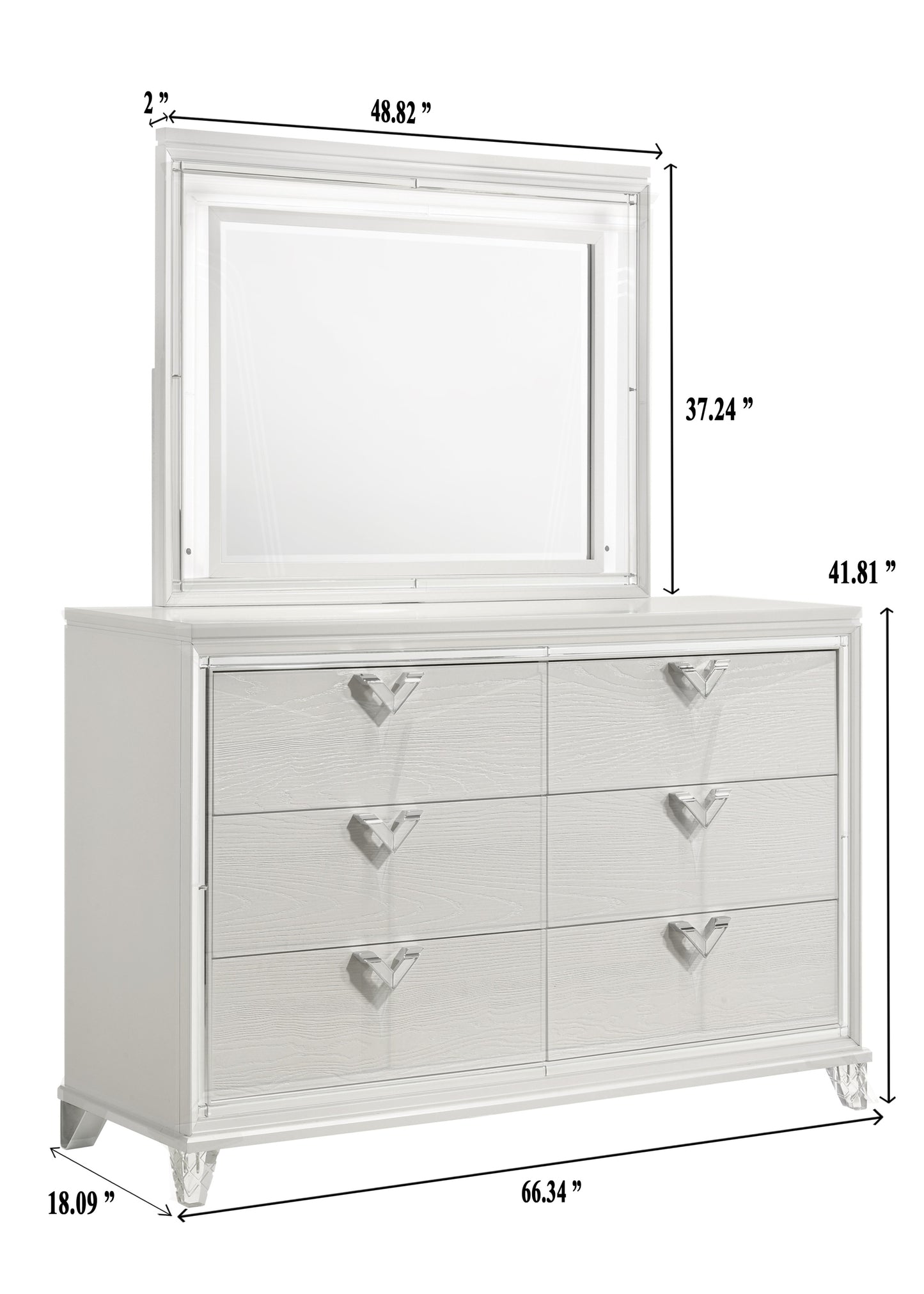 Modern Style King 4PC  Bedroom Set with LED Accents & V-Shaped handles