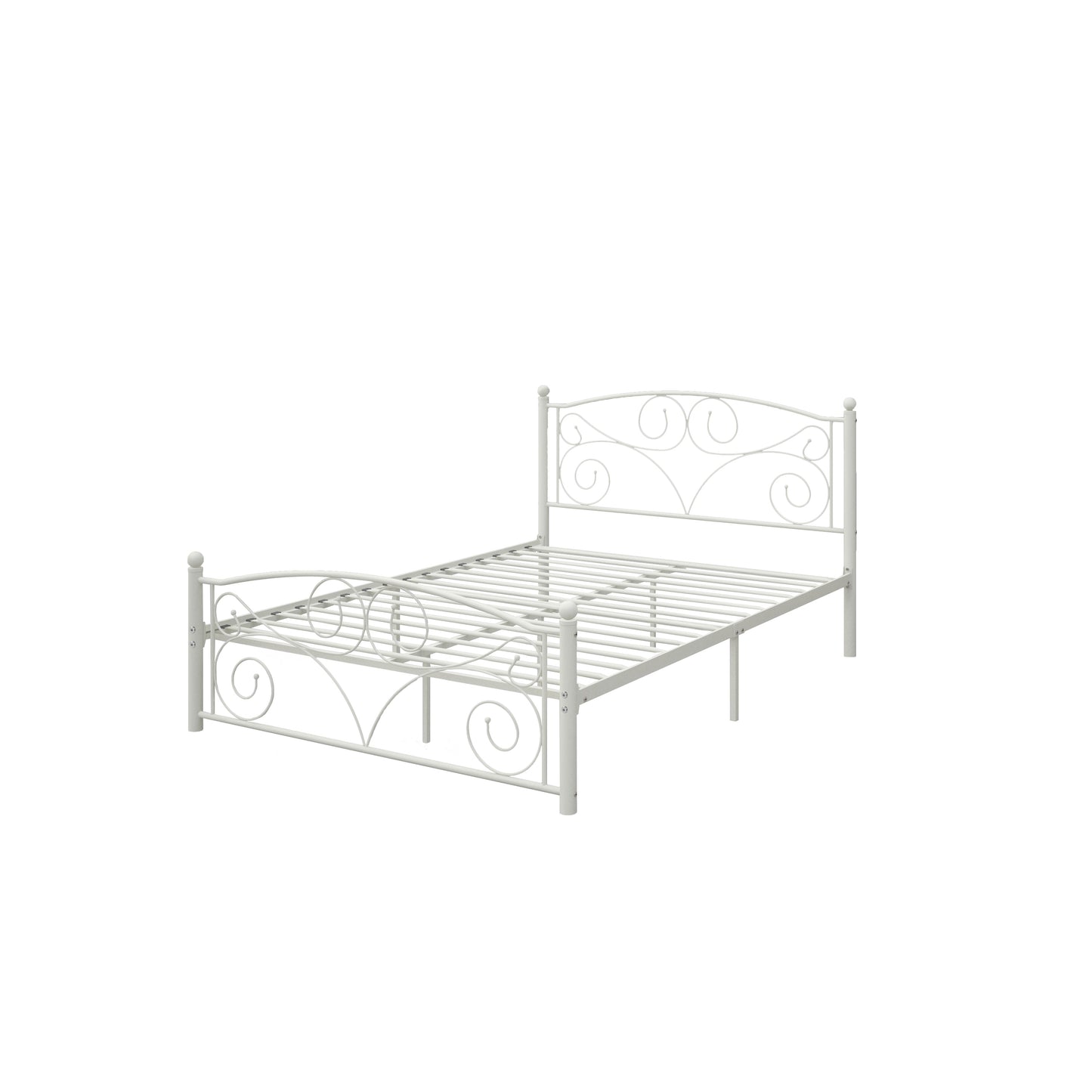 Full Size Unique Flower Sturdy System Metal Bed Frame with Headboard and Footboard