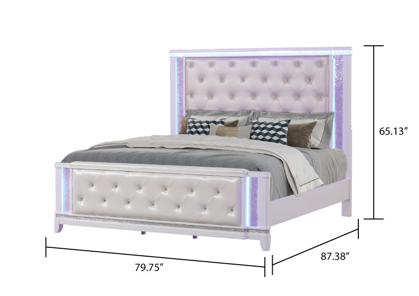 King 4 Pc Bedroom set in Milky White