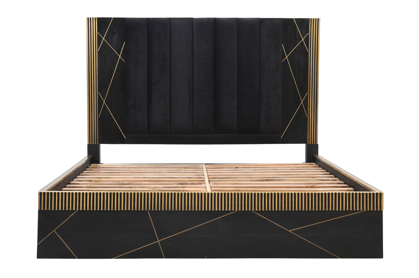 Modern Style 5Pc King Bedroom Set Made With Wood and Finished with Black and Brass Metal