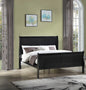 Louis Phillipe Brown Black Finish Full Size Panel Sleigh Bed Solid Wood Wooden Bedroom Furniture