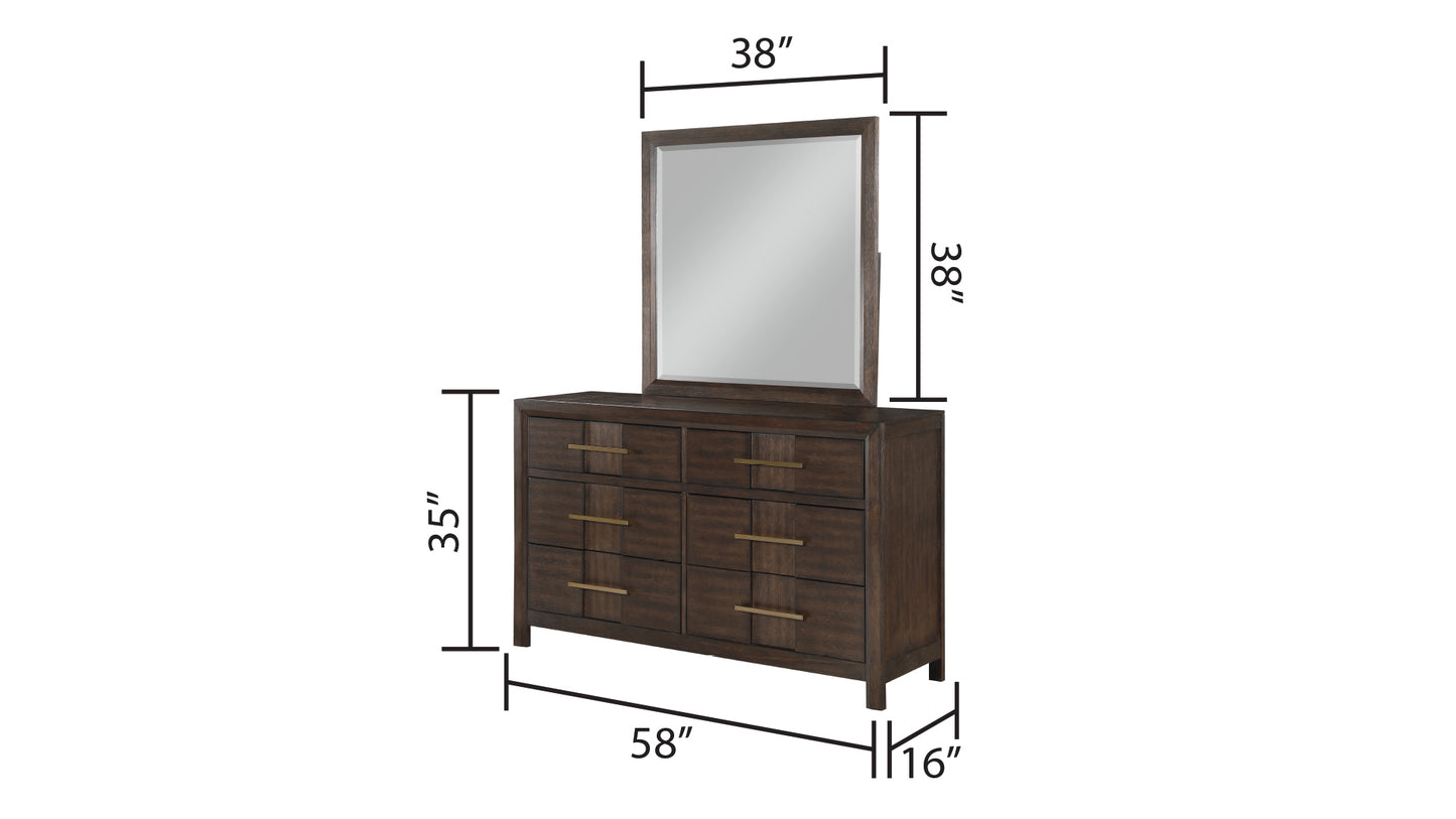 Modern Style King 5PC Storage Bedroom Set Made with Wood, LED Headboard, Bluetooth Speakers & USB Ports - Walnut