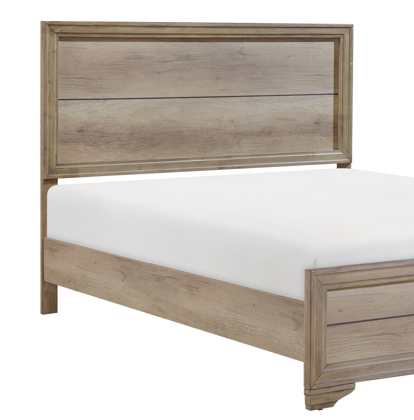 Contemporary Natural Finish 1pc Full Size Bed Premium Melamine Board Wooden Bedroom Furniture