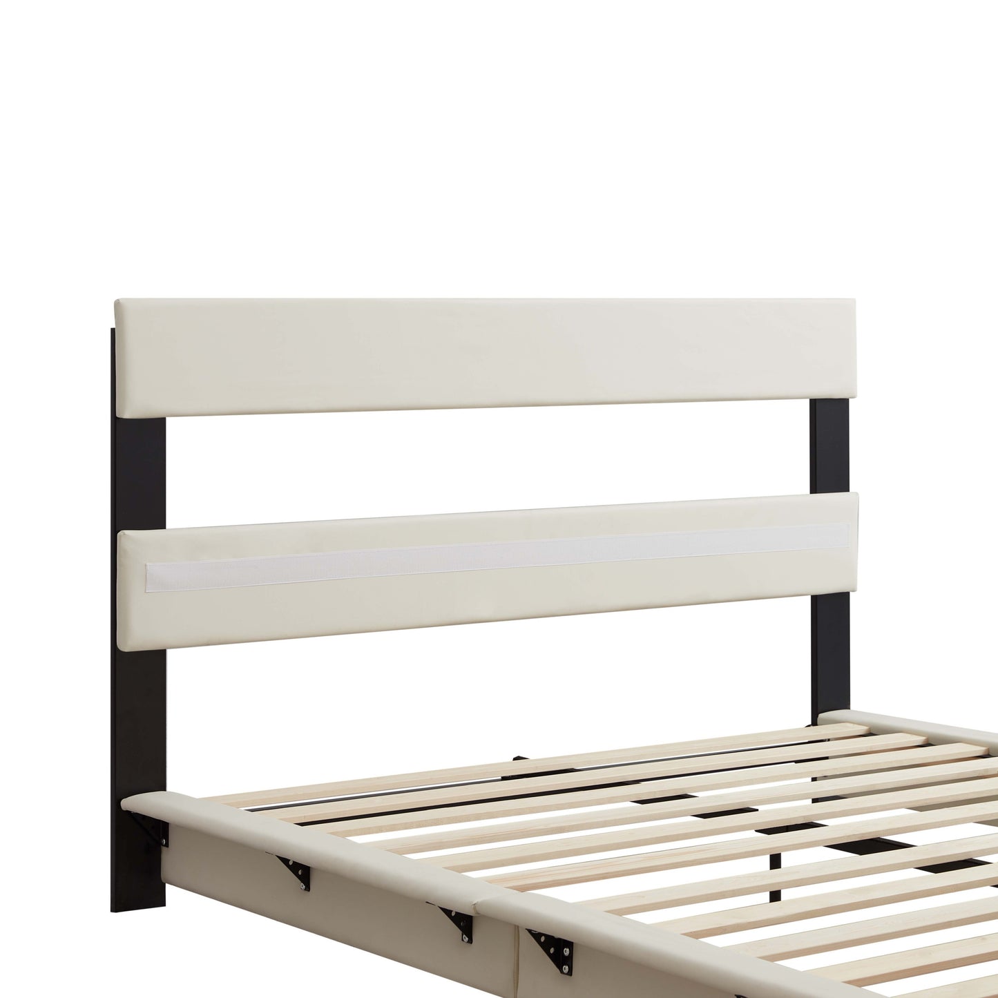 Full Size Upholstered Platform Bed with Sensor Light and Ergonomic Design Backrests, White