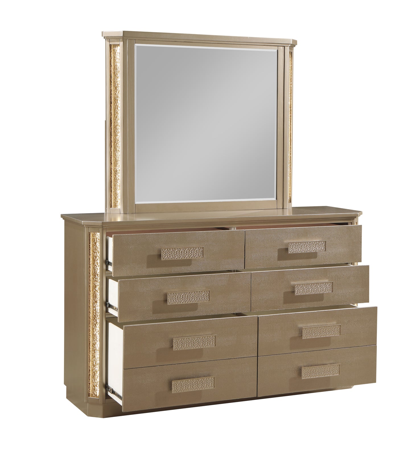 Queen 5PC Bedroom set Made with Wood in Gold