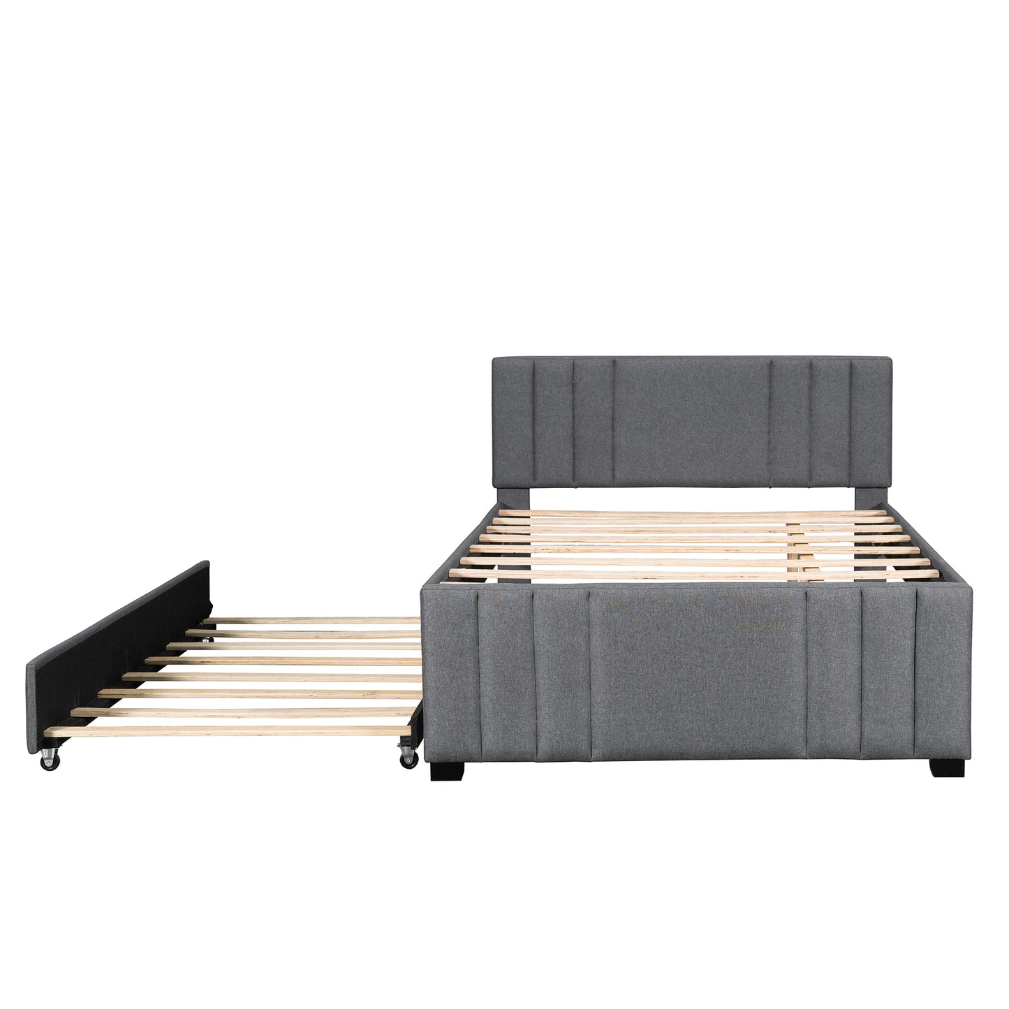 Full Upholstered Platform Bed with Trundle,Grey (OLD SKU:SM001006AAE)