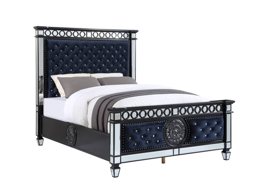 ACME Varian II Queen Bed  in Black Velvet & Sliver FINISH BD00584Q