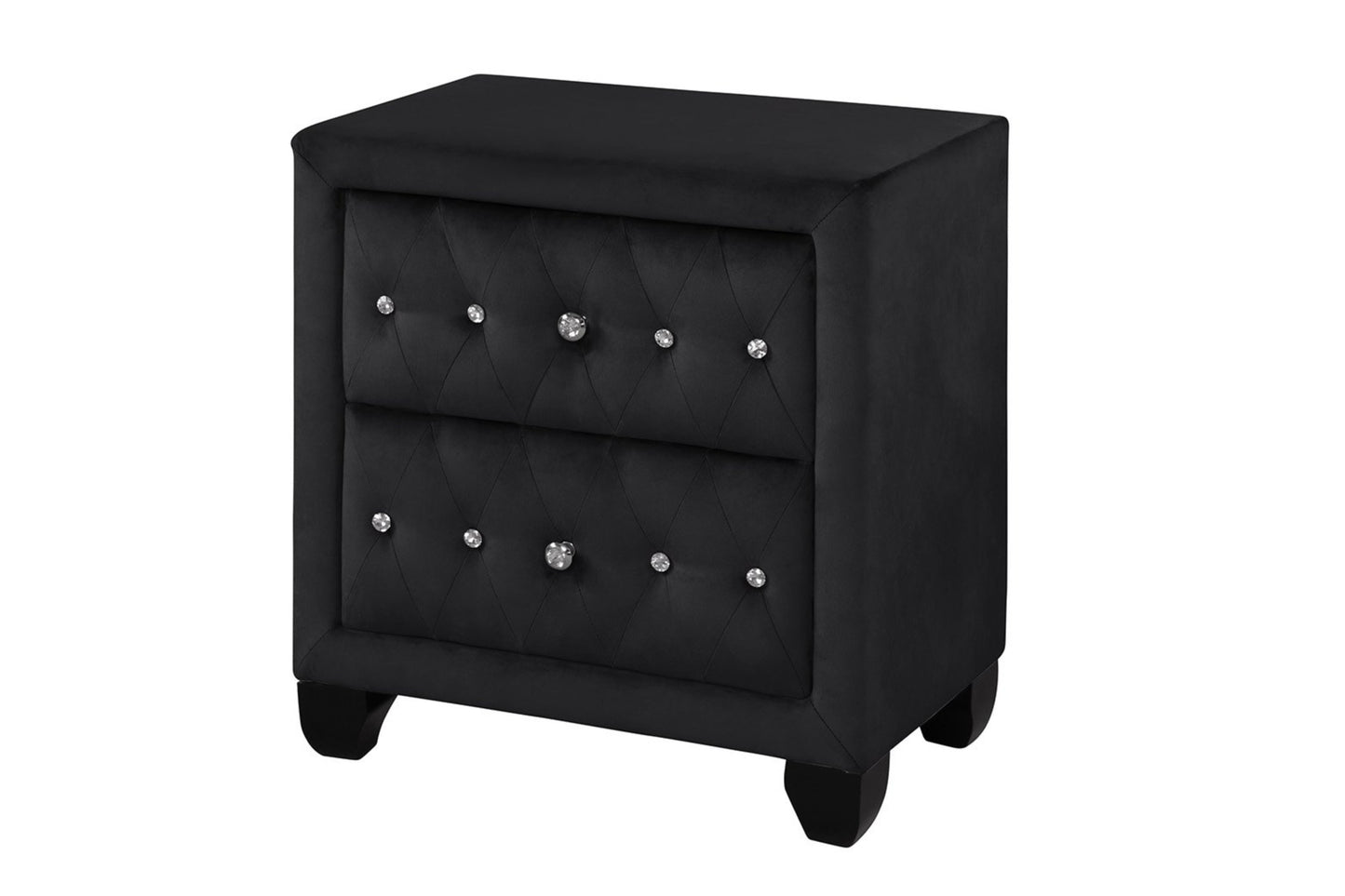 Juego de dormitorio de 5 piezas con mechones de cristal de estilo moderno, tamaño Queen, fabricado con madera en color negro