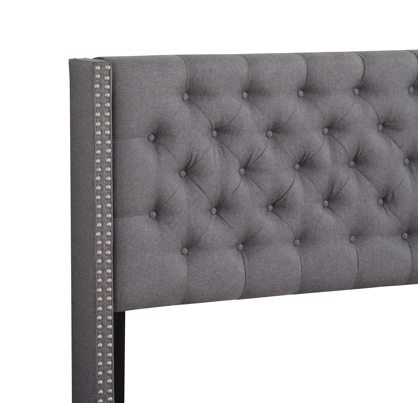 Transitional King Upholstered Bed In Gray