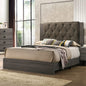 Contemporary 1pc California King Size Bed Bedroom Furniture Tufted Design Headboard Rubberwood 1pc Bedframe Gray Finish