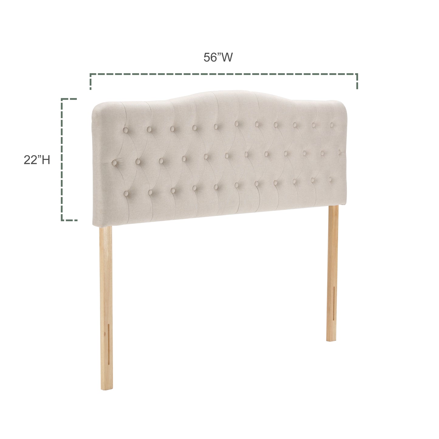 Upholstered Full Headboard, Button Diamond Tufted Headboard with Adjustable Height and Solid Wood Leg, Linen Fabric Padded Headboard for Full Size Bed, Mordern Head Board, Beige