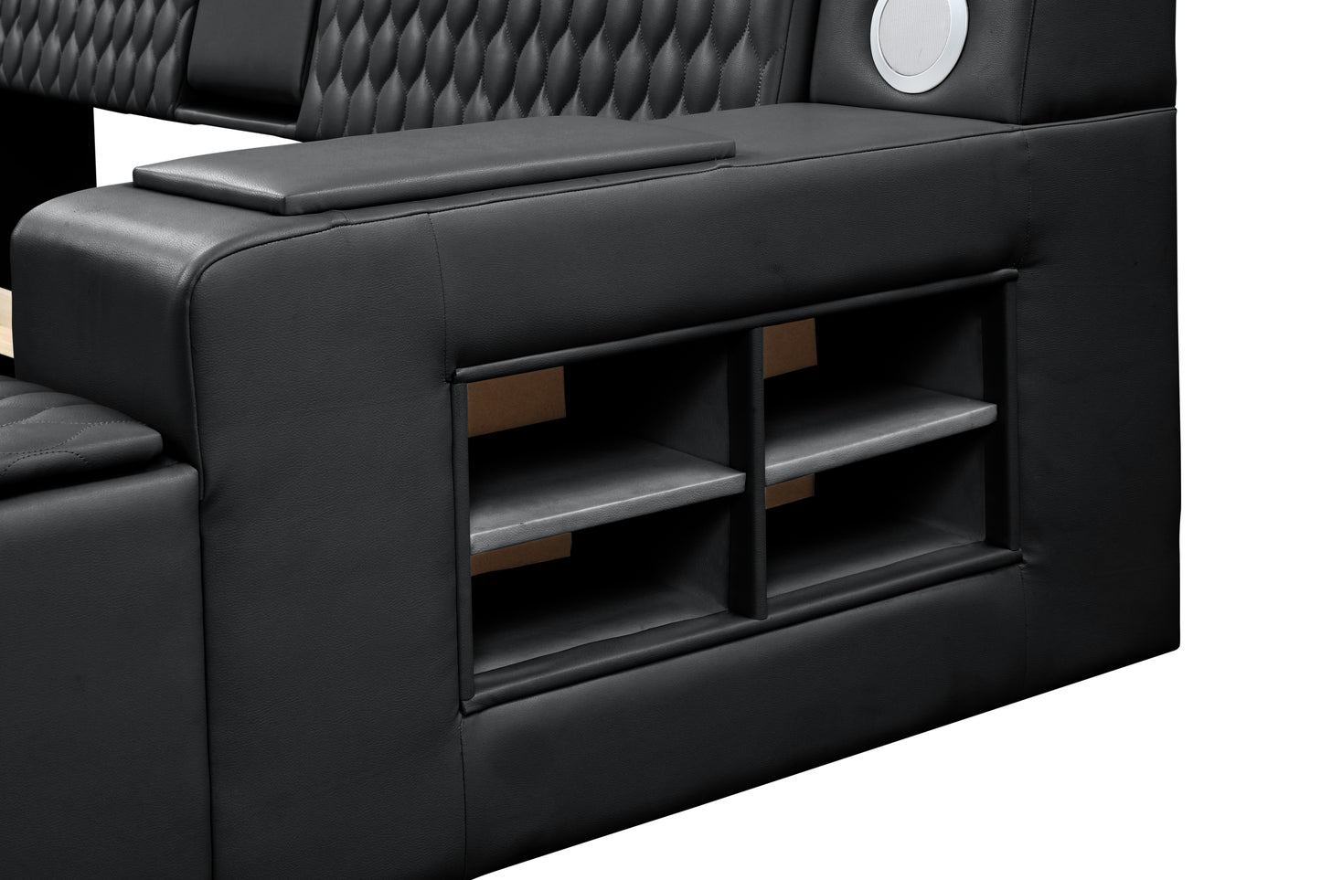 Smart Multifunctional King Size Bed Made with Wood in Black