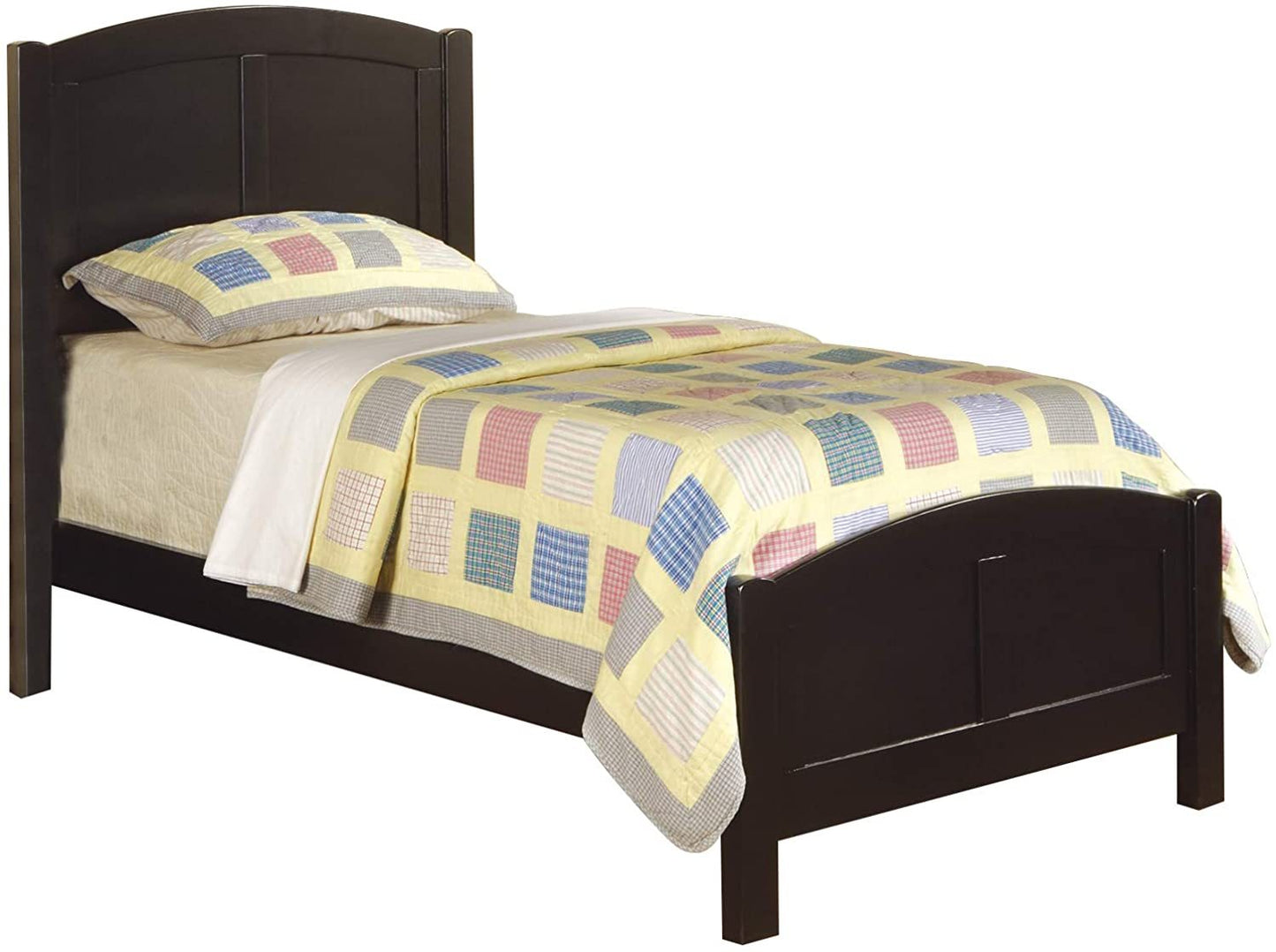 Black Color Twin Size Bed Youth Bedroom Furniture Unique Headboard Footboard Rubberwood