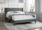 Elegant Modern Gray Brushed Linen 1pc Queen Size Bed Upholstered Box Design Headboard Bedframe