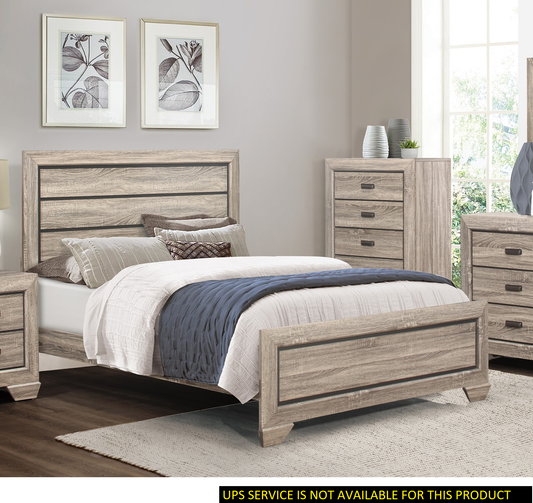 Natural Finish Contemporary Design 1pc Queen Size Bed Dark Under-Paneling Wooden Bedroom Furniture