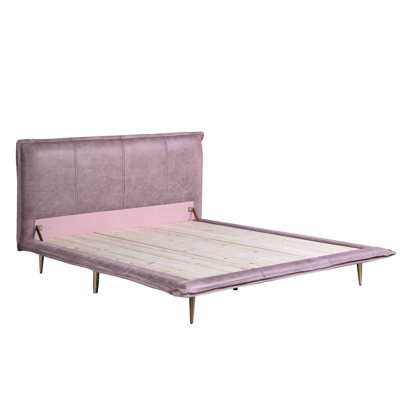 ACME Metis Eastern King Bed in Pink Top Grain Leather BD00560EK