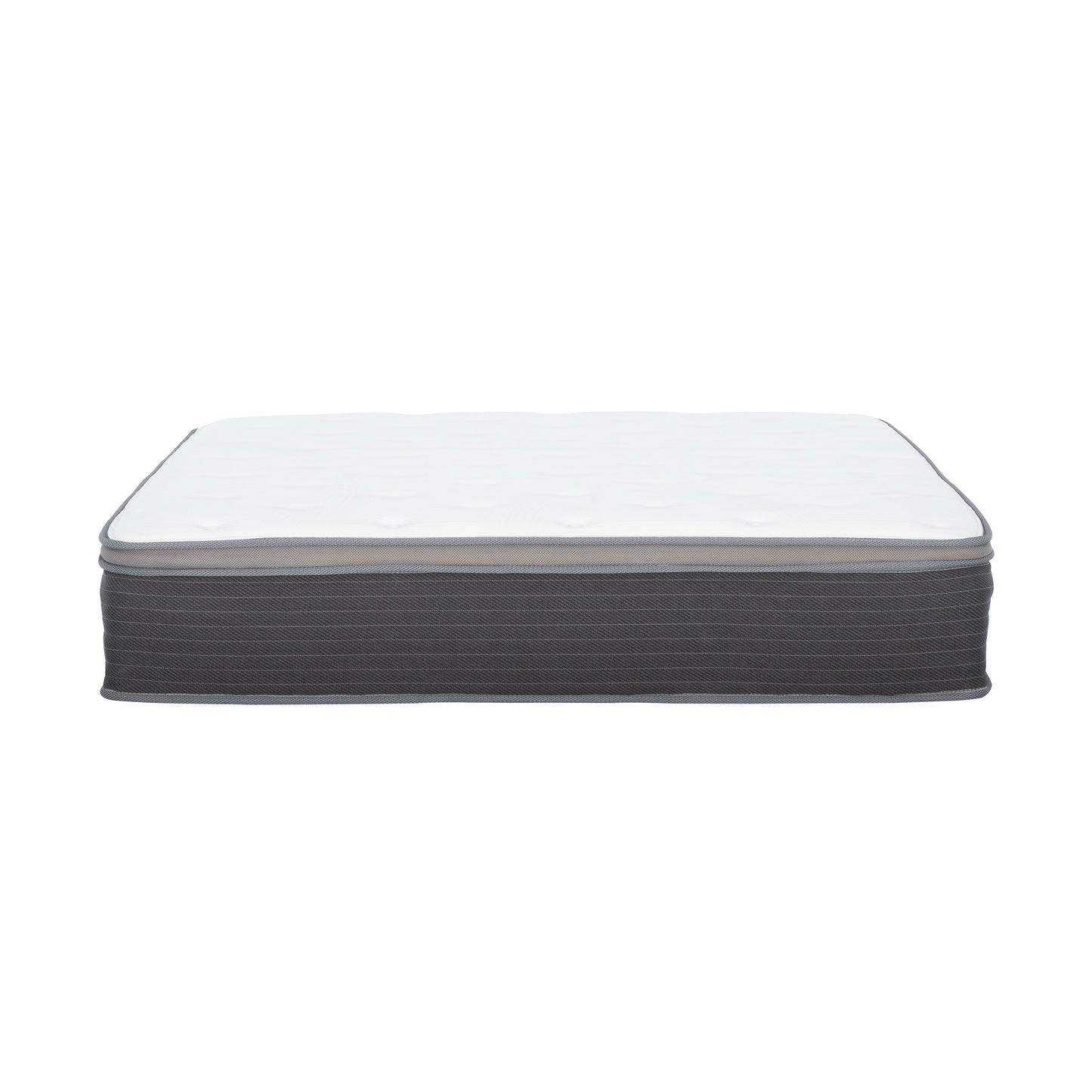 12 in. Cal King Size Pocket Spring Hybrid Mattress Bed in a Box, Plush Euro Top Gel Memory Foam Mattress, White/Gray