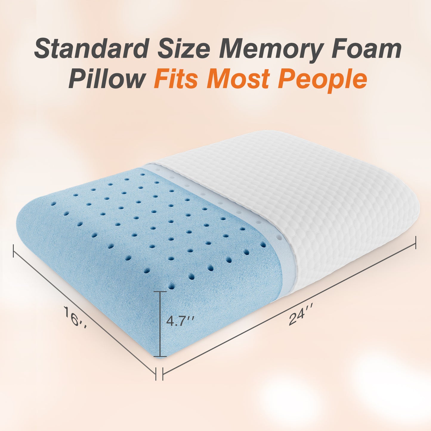 Foam pillow, sleeping pillow, soft and comfortable, removable, machine washable cover,1 pack,24 "x 16