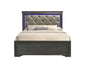 Modern Twin Size LED Bed made with Wood in Gray