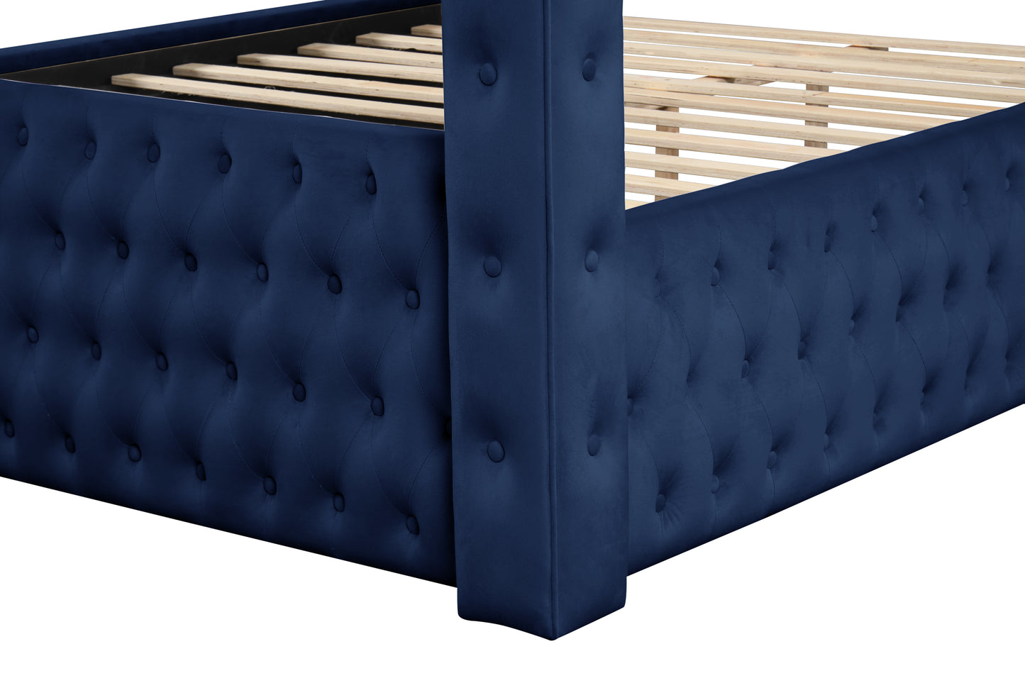 luxurious Four-Poster Full 5 Pc Bed Made with Wood in Navy