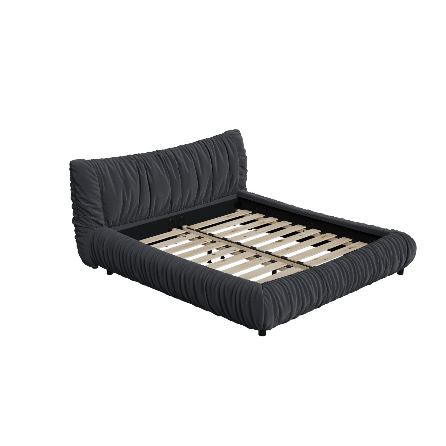 King Size Luxury Upholstered Platform Bed with Removable Cushion and Solid Wood Frame,suitable for Multiple heights of mattresses,DARK GREY