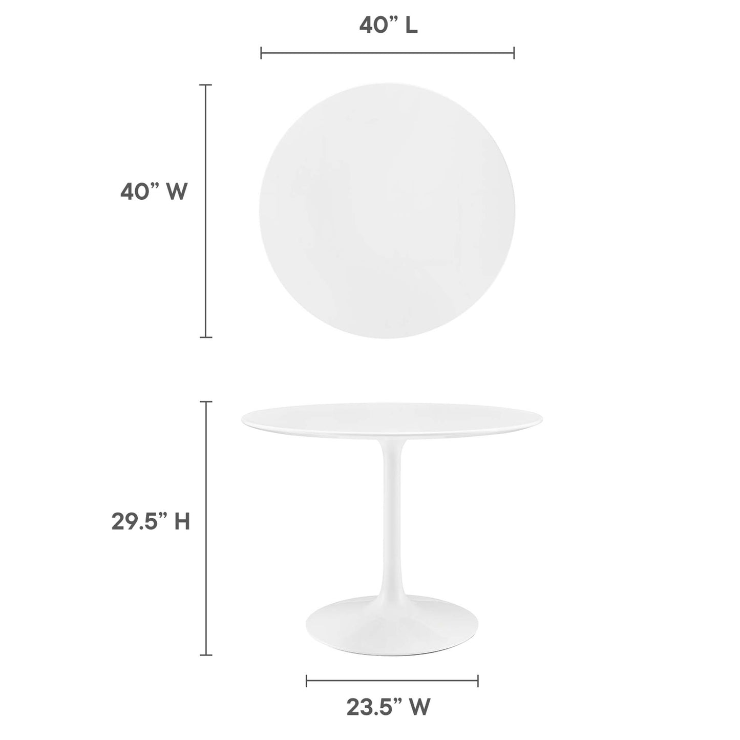 Mesa de comedor Lippa de 40" con tablero de madera redondo de Modway