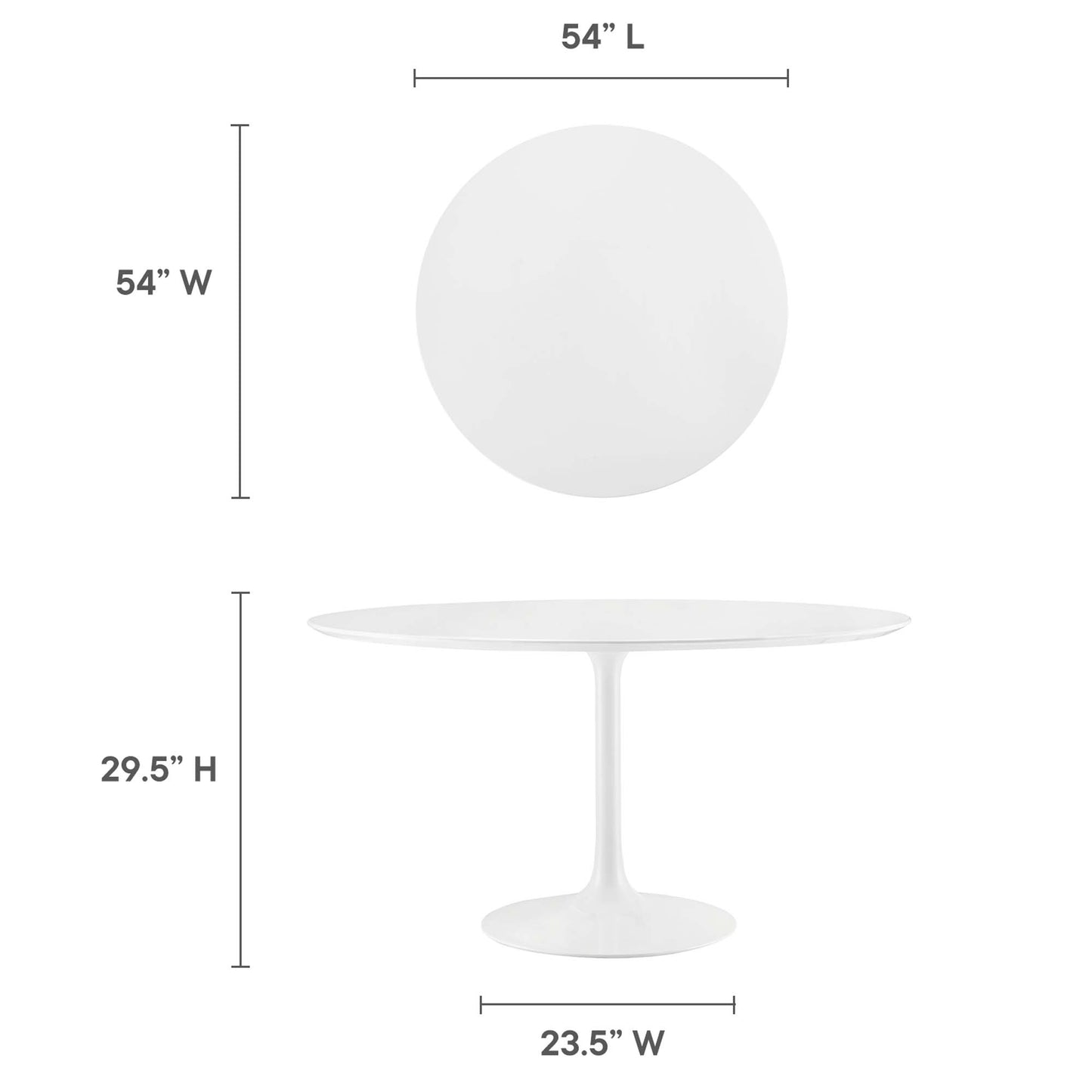 Mesa de comedor Lippa de 54" con tablero de madera redondo de Modway