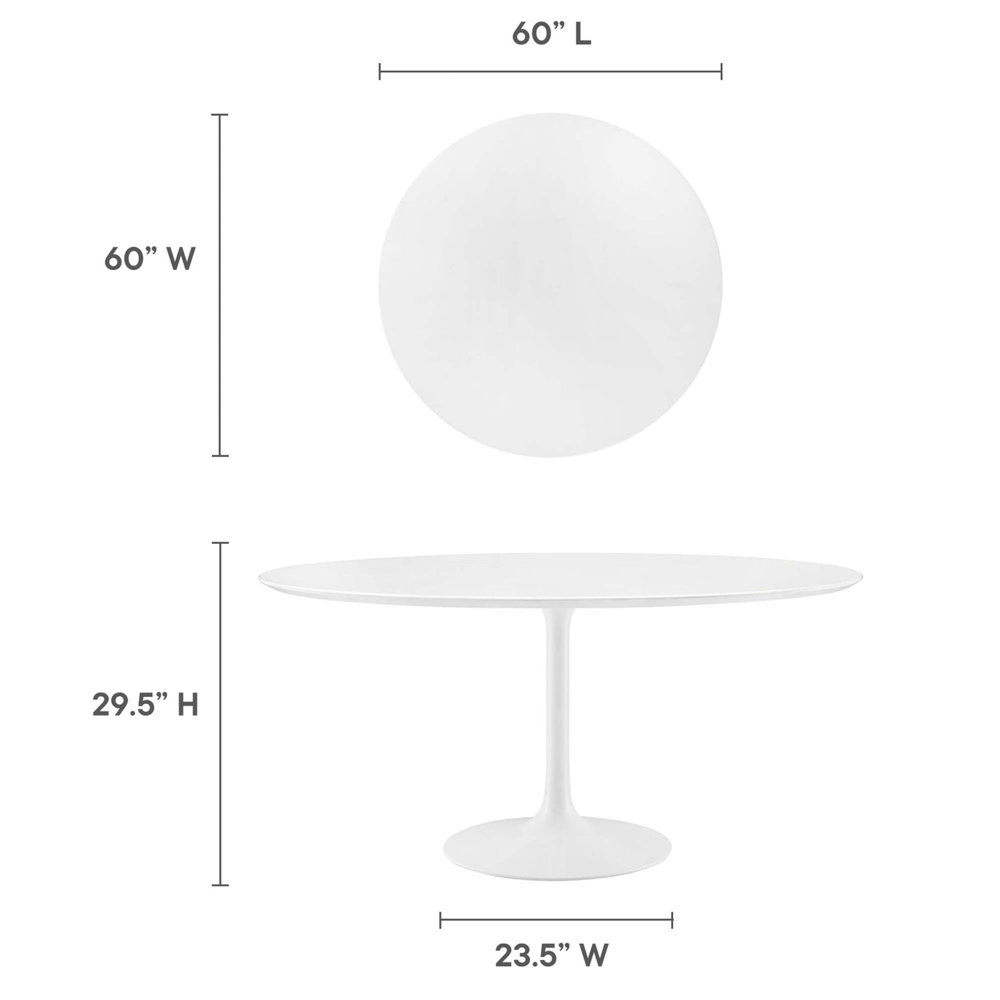 Mesa de comedor Lippa de 60" con tablero de madera redondo de Modway