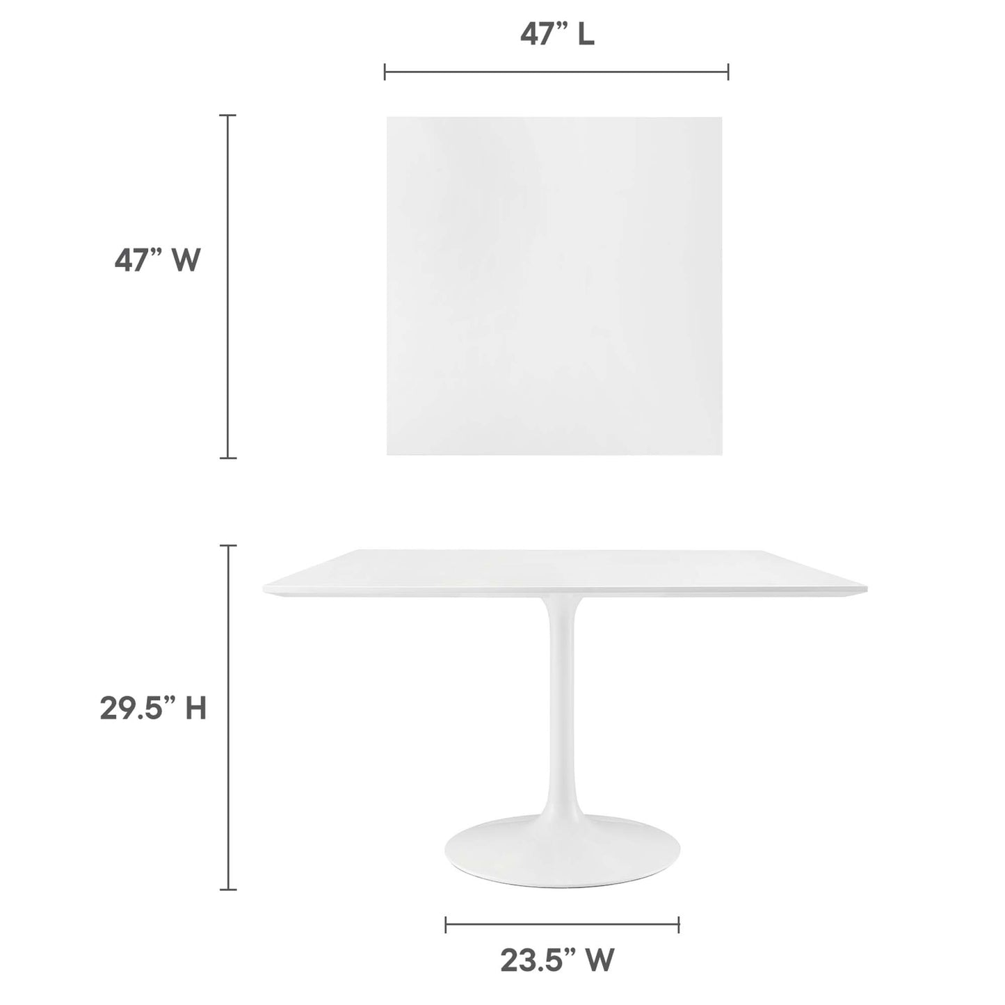 Mesa de comedor Lippa de 48" con tablero de madera cuadrado de Modway