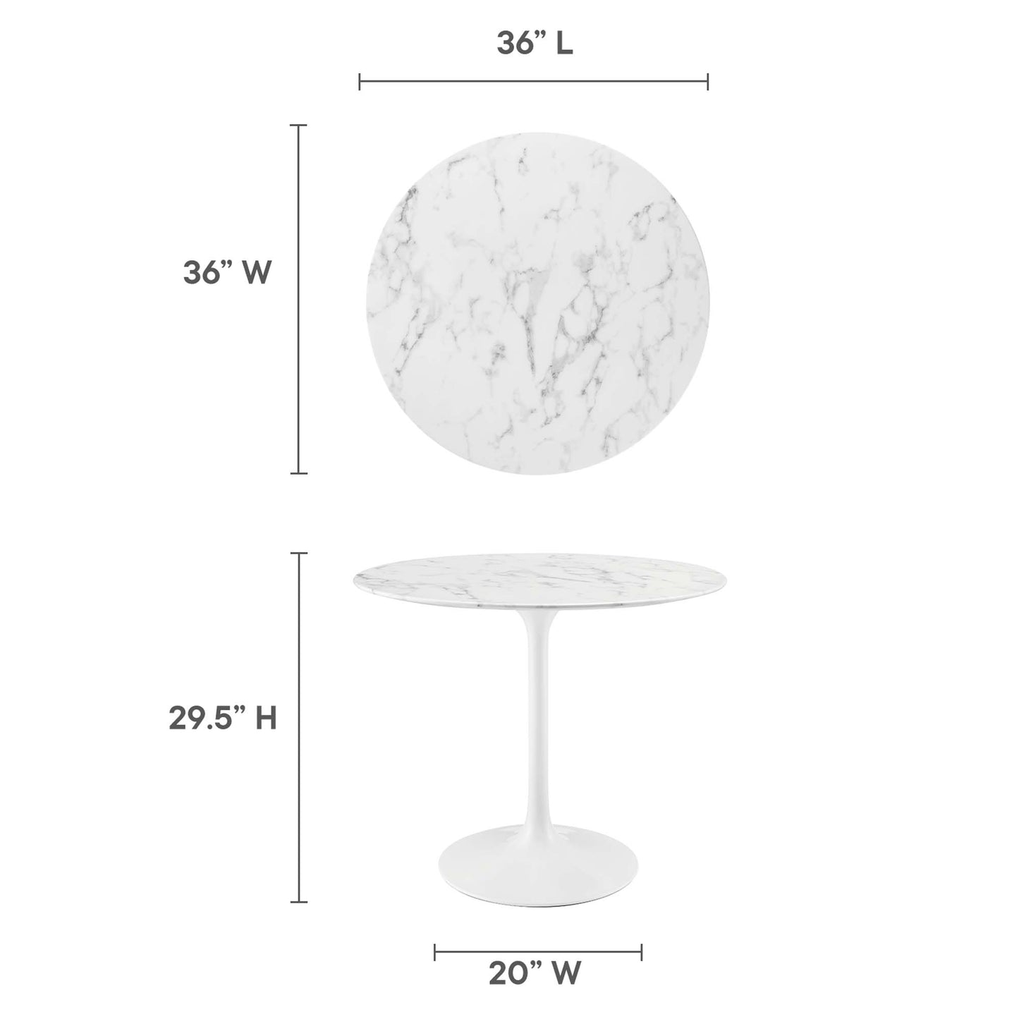 Lippa 36" Round Artificial Marble Dining Table