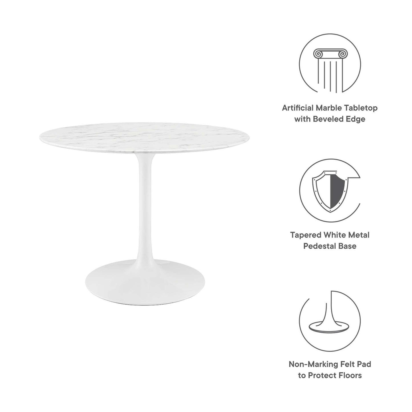 Table à manger ronde en marbre artificiel Lippa 40" par Modway