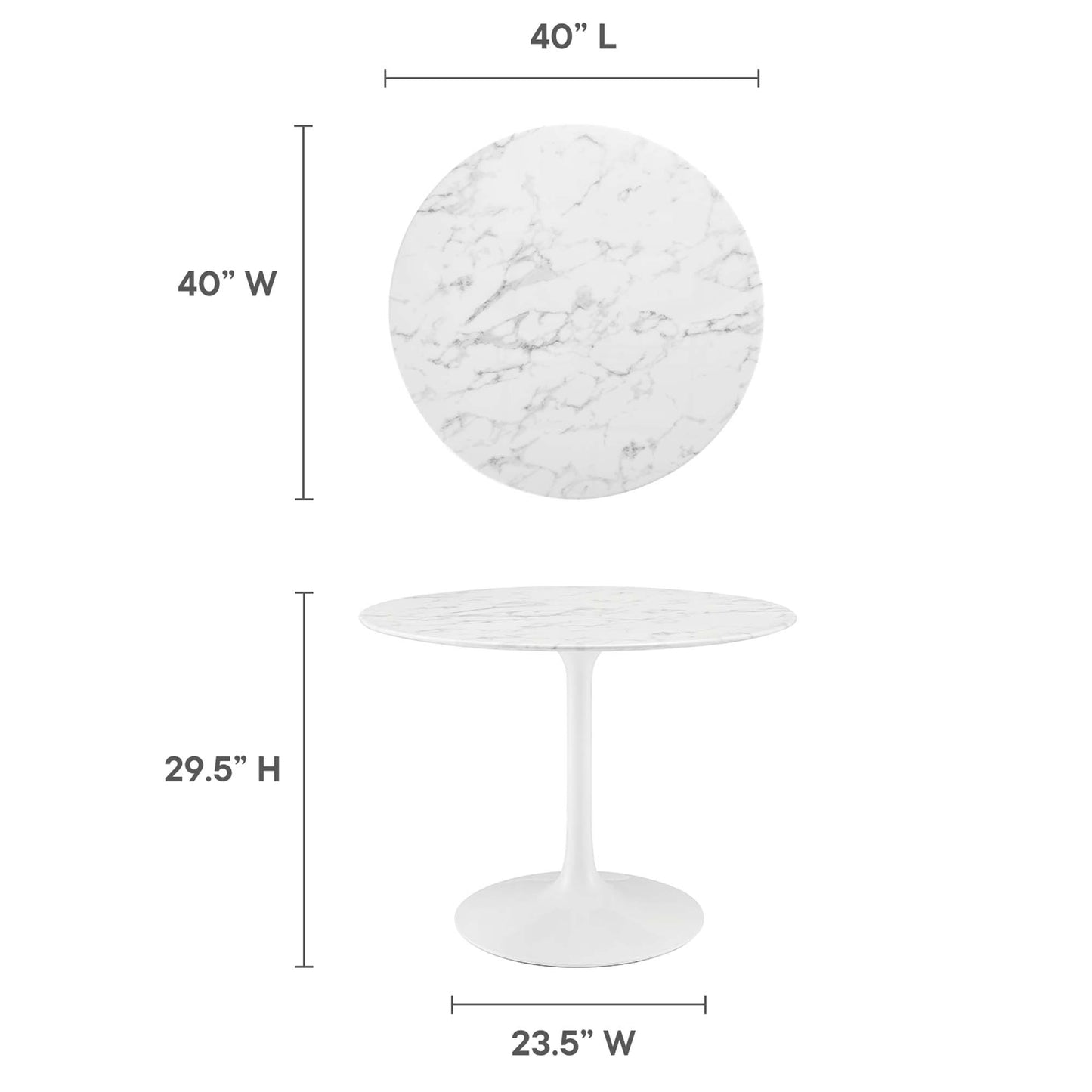 Table à manger ronde en marbre artificiel Lippa 40" par Modway