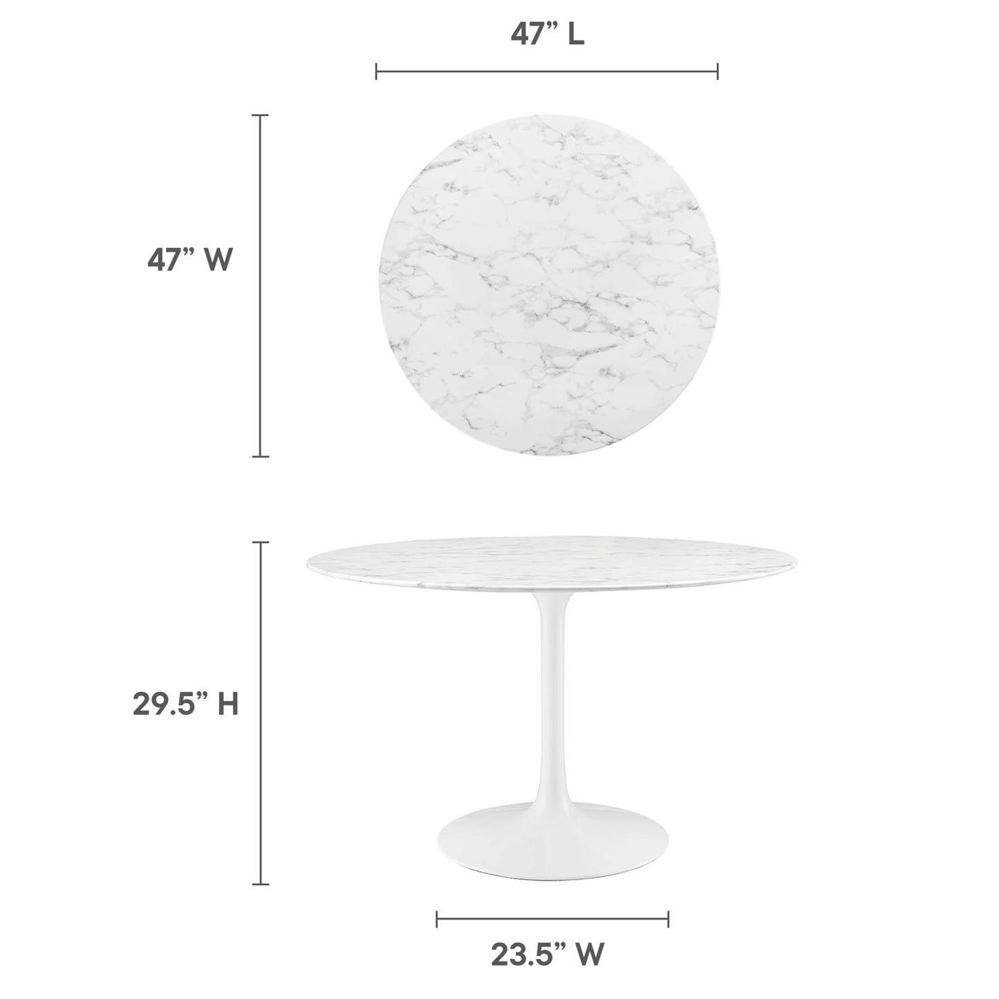 Mesa de comedor redonda de mármol artificial Lippa de 48" de Modway