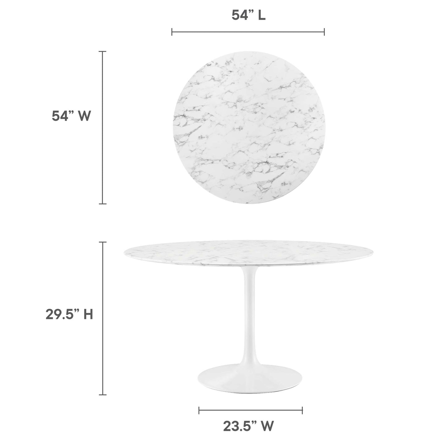 Mesa de comedor redonda de mármol artificial Lippa de 54" de Modway