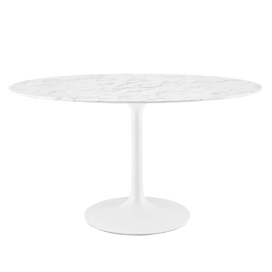 Lippa 54" Oval Artificial Marble Dining Table