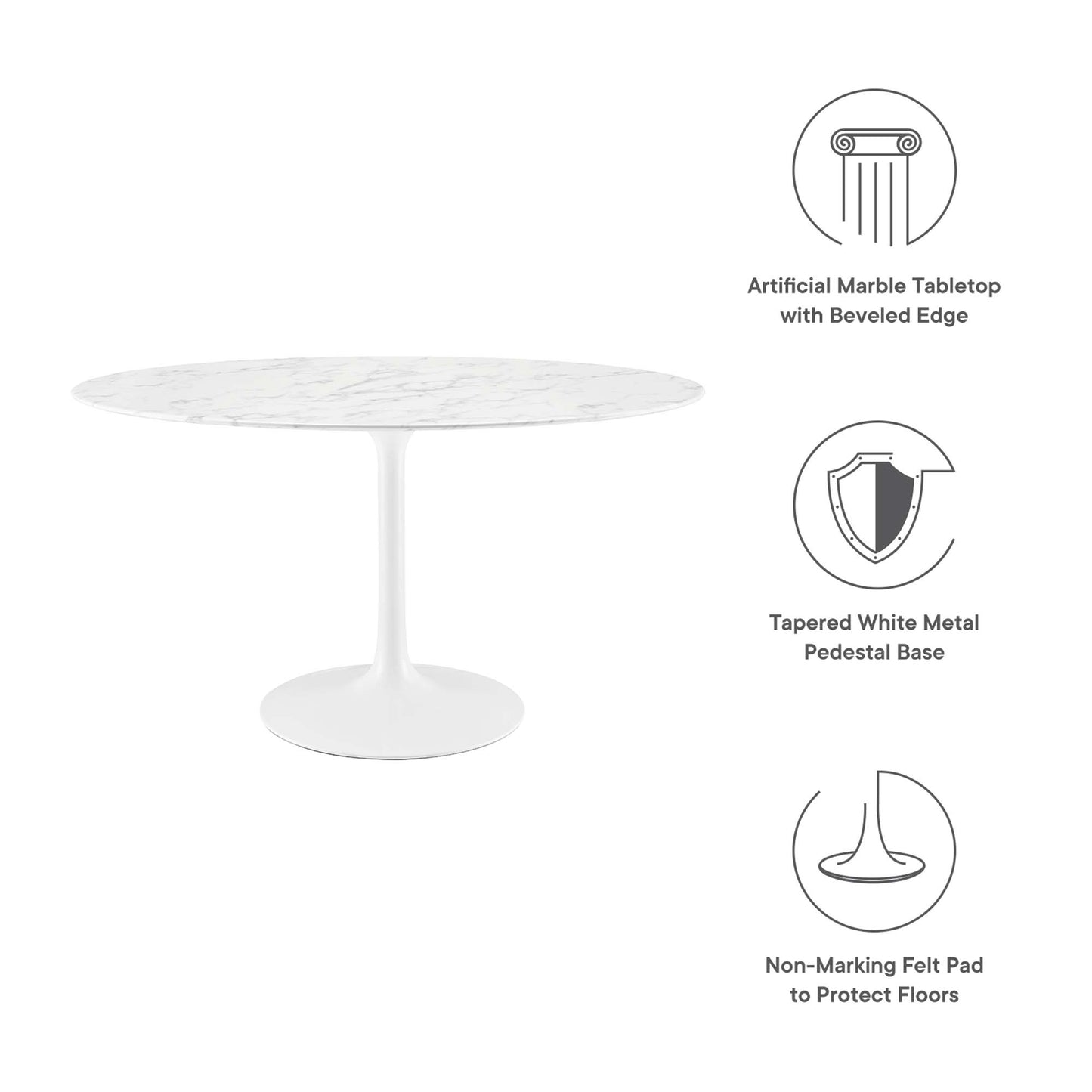 Mesa de comedor ovalada de mármol artificial Lippa de 54" de Modway