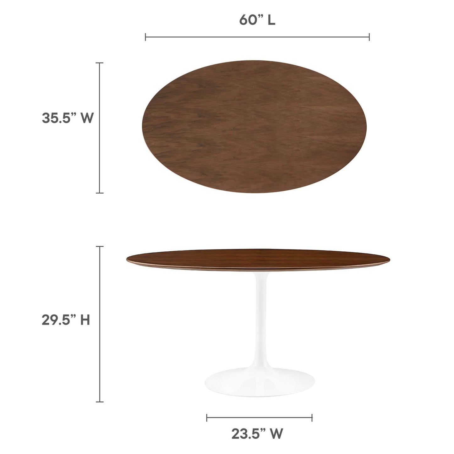 Mesa de comedor Lippa de 60" con veta de madera ovalada de Modway