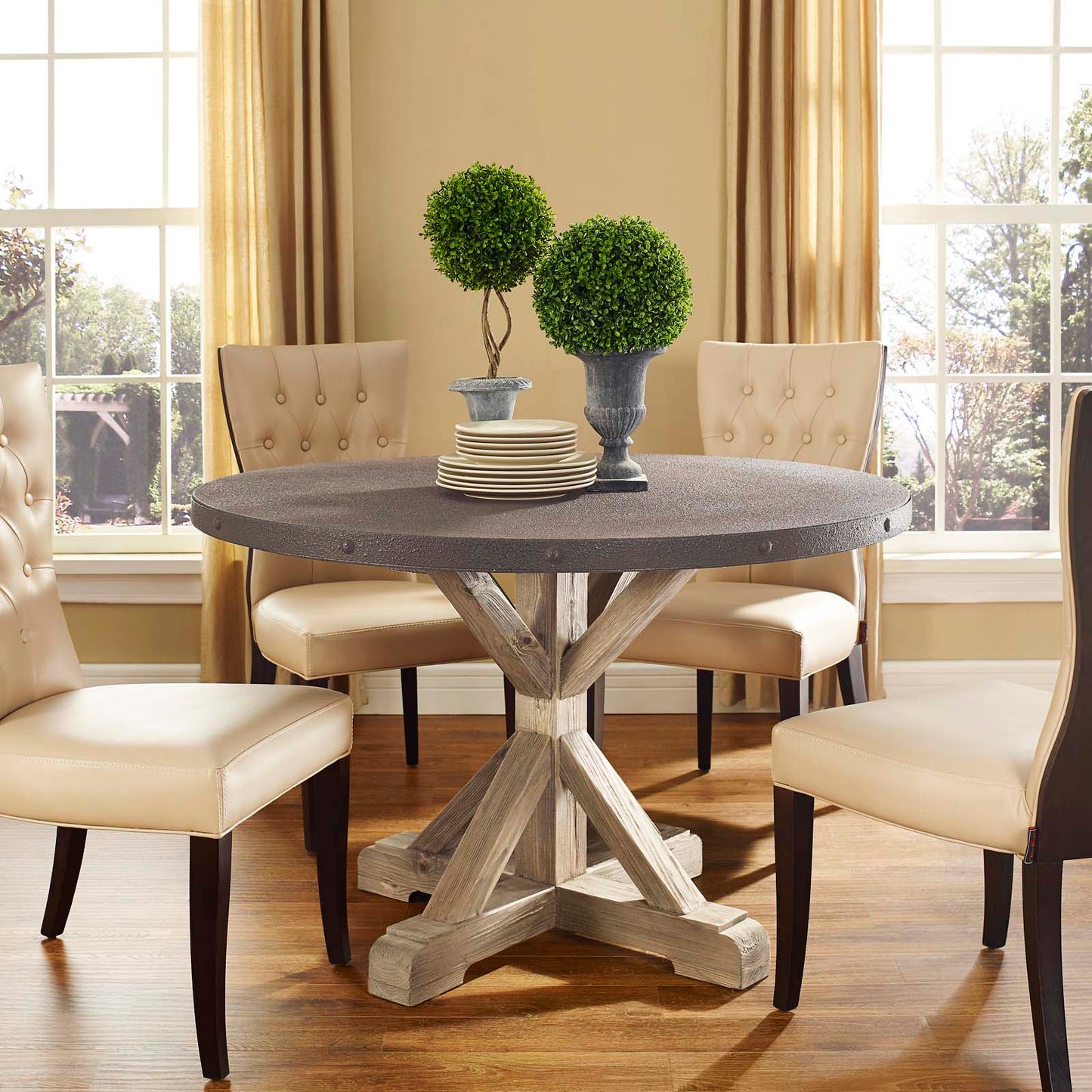 Stitch Round Wood Top Dining Table