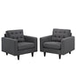 Juego de 2 sillones tapizados de tela Empress de Modway