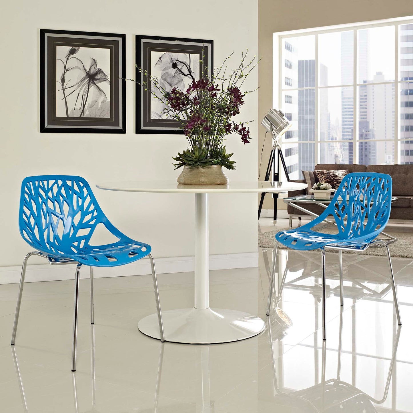 Stencil Plastic Dining Side Chair Set of 2