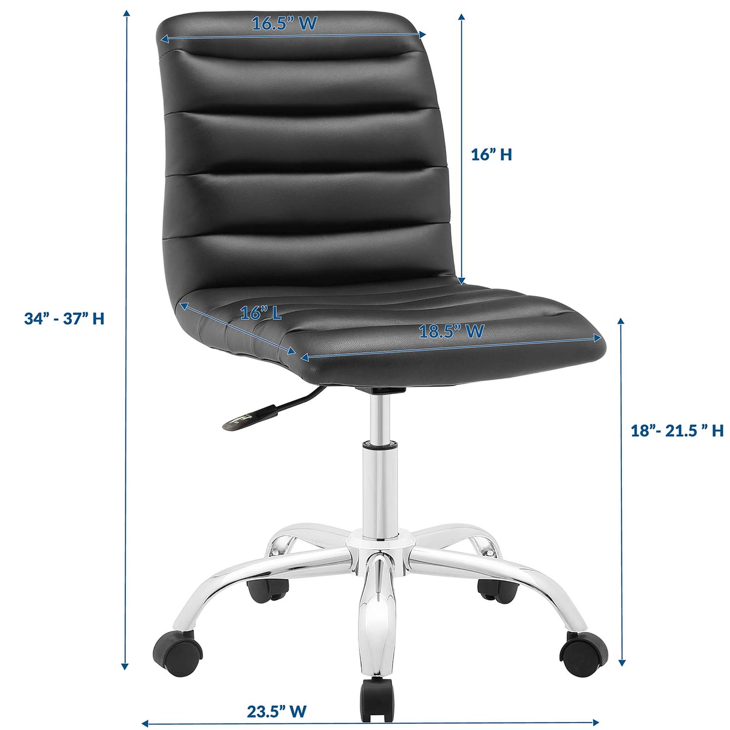 Ripple Armless Mid Back Vinyl Office Chair