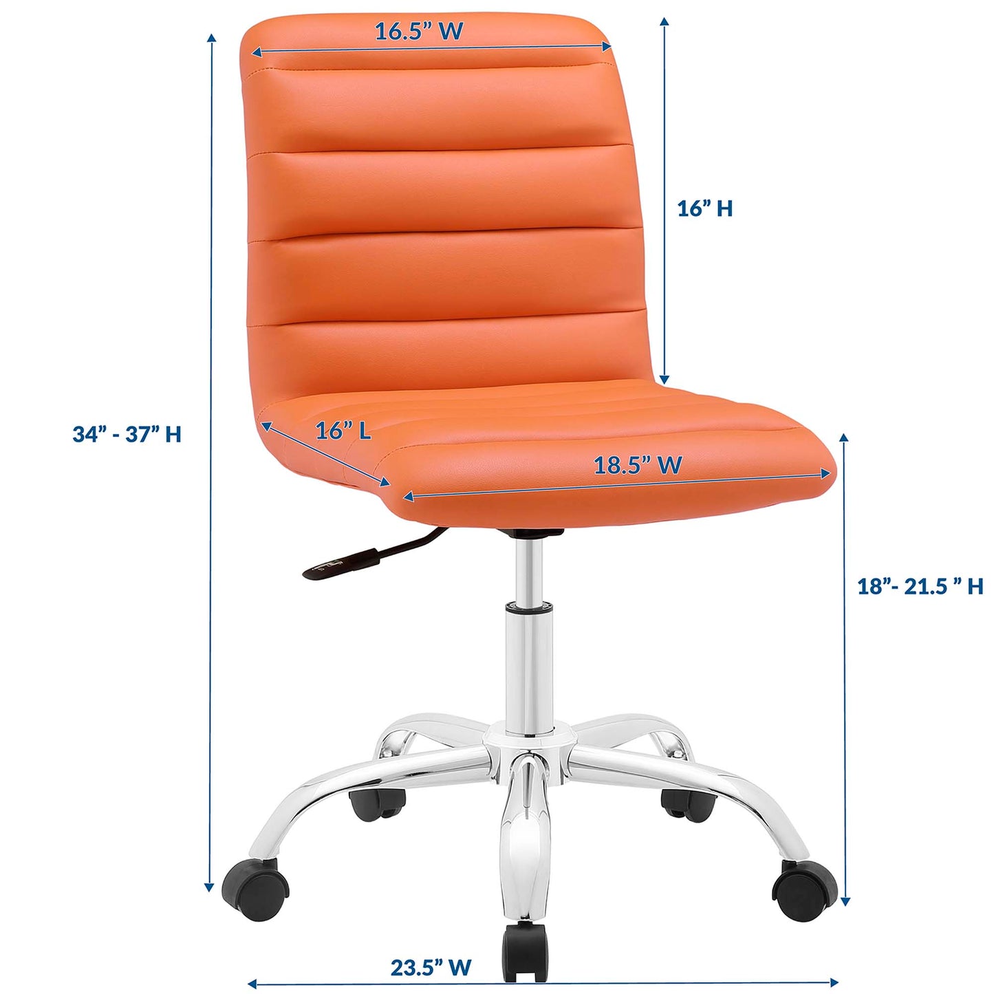 Ripple Armless Mid Back Vinyl Office Chair